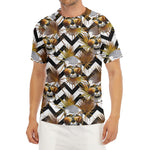 Gold Tropical Skull Pattern Print Men's Short Sleeve Rash Guard