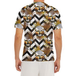 Gold Tropical Skull Pattern Print Men's Short Sleeve Rash Guard