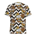 Gold Tropical Skull Pattern Print Men's Athletic T-Shirt
