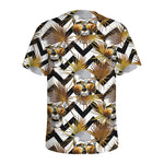 Gold Tropical Skull Pattern Print Men's Sports T-Shirt