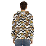 Gold Tropical Skull Pattern Print Men's Velvet Pullover Hoodie