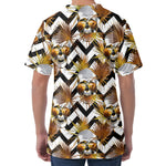 Gold Tropical Skull Pattern Print Men's Velvet T-Shirt