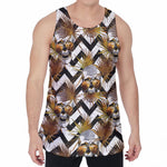 Gold Tropical Skull Pattern Print Men's Velvet Tank Top