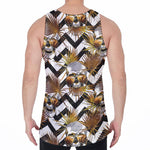 Gold Tropical Skull Pattern Print Men's Velvet Tank Top