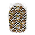 Gold Tropical Skull Pattern Print Mesh Laundry Hamper