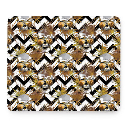 Gold Tropical Skull Pattern Print Mouse Pad