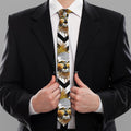 Gold Tropical Skull Pattern Print Necktie