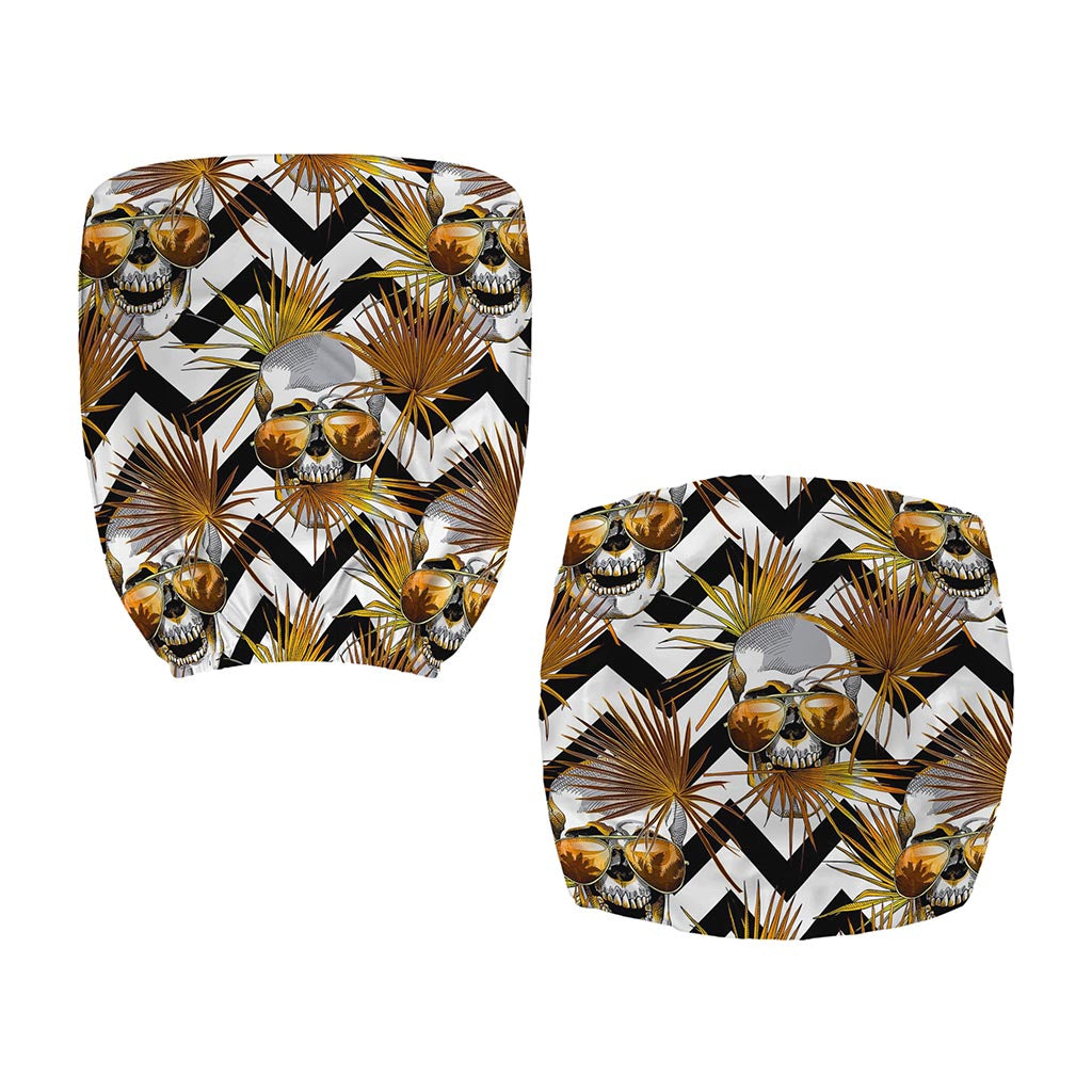 Gold Tropical Skull Pattern Print Office Chair Cover