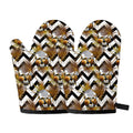Gold Tropical Skull Pattern Print Oven Mitts
