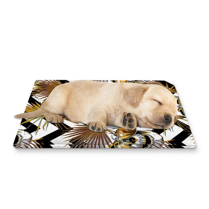 Gold Tropical Skull Pattern Print Pet Cooling Mat Cover