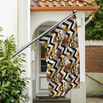 Gold Tropical Skull Pattern Print Polyester Flag