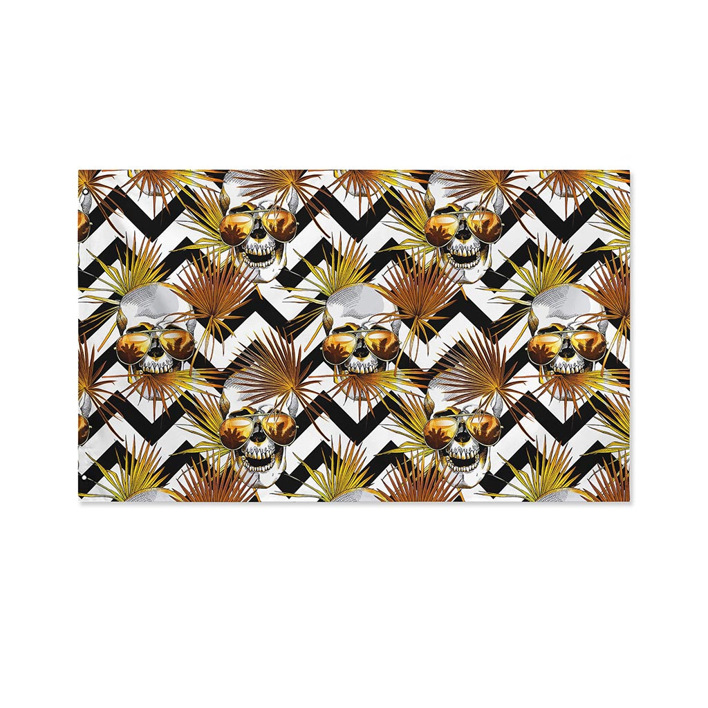 Gold Tropical Skull Pattern Print Polyester Flag