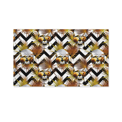 Gold Tropical Skull Pattern Print Polyester Flag