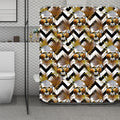 Gold Tropical Skull Pattern Print Polyester Shower Curtain