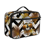 Gold Tropical Skull Pattern Print Portable Lunch Bag