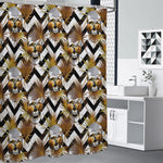 Gold Tropical Skull Pattern Print Premium Shower Curtain