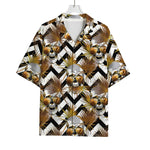 Gold Tropical Skull Pattern Print Rayon Hawaiian Shirt