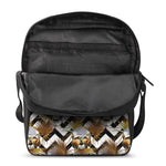 Gold Tropical Skull Pattern Print Rectangular Crossbody Bag