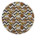 Gold Tropical Skull Pattern Print Round Blanket