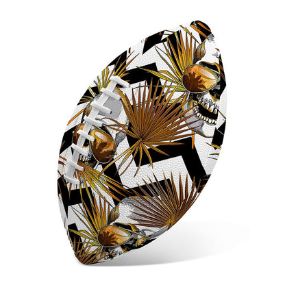 Gold Tropical Skull Pattern Print Rugby Ball