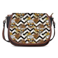Gold Tropical Skull Pattern Print Saddle Bag