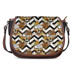 Gold Tropical Skull Pattern Print Saddle Bag