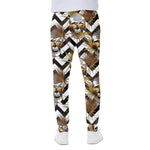 Gold Tropical Skull Pattern Print Scuba Joggers