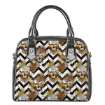 Gold Tropical Skull Pattern Print Shoulder Handbag