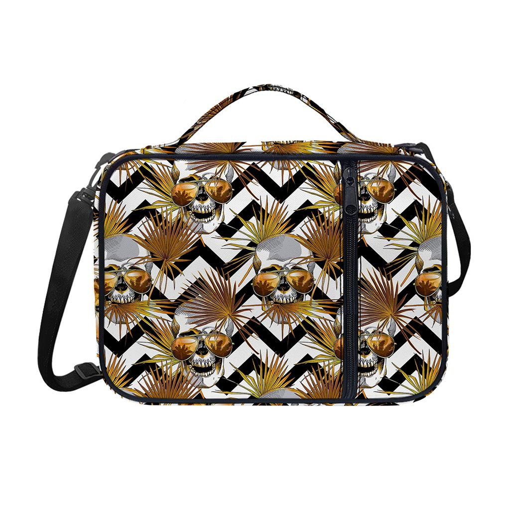 Gold Tropical Skull Pattern Print Shoulder Strap Bible Bag