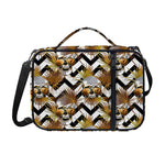 Gold Tropical Skull Pattern Print Shoulder Strap Bible Bag