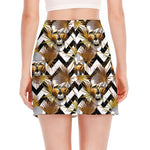 Gold Tropical Skull Pattern Print Side Slit Mini Skirt