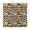 Gold Tropical Skull Pattern Print Silk Bandana