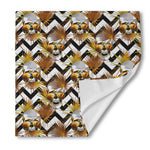 Gold Tropical Skull Pattern Print Silk Bandana