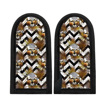 Gold Tropical Skull Pattern Print Skillet Handle Cover