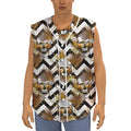 Gold Tropical Skull Pattern Print Sleeveless Baseball Jersey