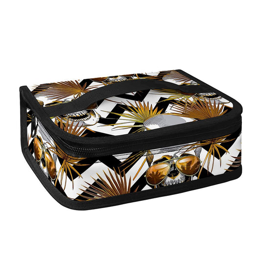 Gold Tropical Skull Pattern Print Small Lunch Bag