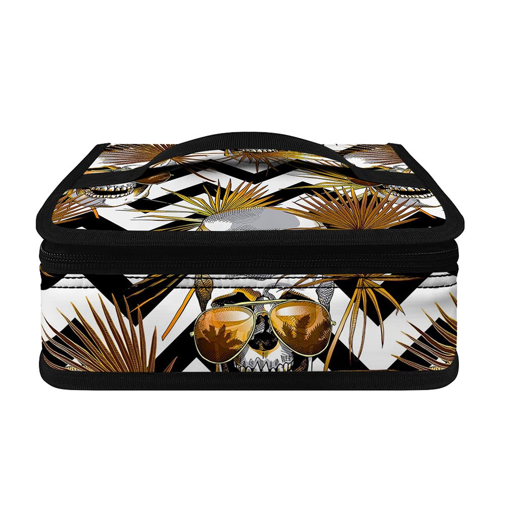 Gold Tropical Skull Pattern Print Small Lunch Bag