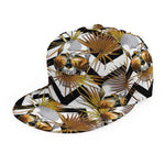 Gold Tropical Skull Pattern Print Snapback Cap