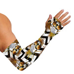 Gold Tropical Skull Pattern Print Sun Protection Arm Sleeves
