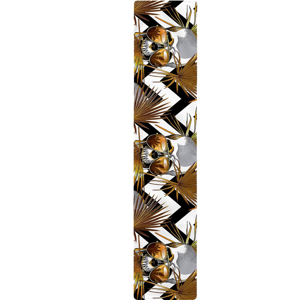 Gold Tropical Skull Pattern Print Table Runner