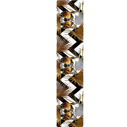 Gold Tropical Skull Pattern Print Table Runner