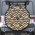Gold Tropical Skull Pattern Print Tire Cover With Camera Hole