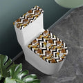 Gold Tropical Skull Pattern Print Toilet Lid And Tank Cover Set