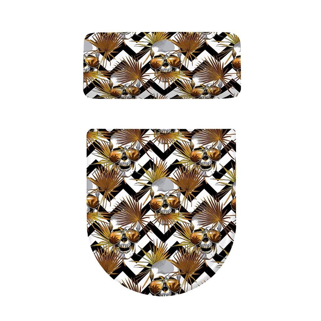 Gold Tropical Skull Pattern Print Toilet Lid And Tank Cover Set