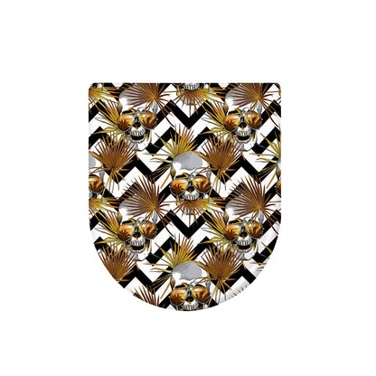 Gold Tropical Skull Pattern Print Toilet Lid Cover