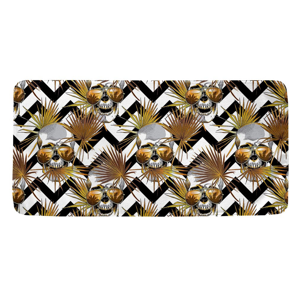 Gold Tropical Skull Pattern Print Towel