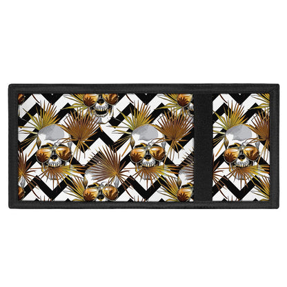 Gold Tropical Skull Pattern Print Trifold Wallet