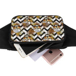 Gold Tropical Skull Pattern Print Waist Bag