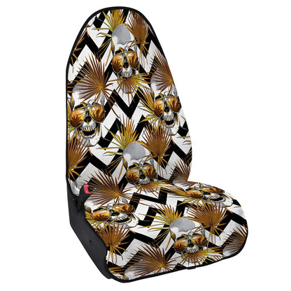 Gold Tropical Skull Pattern Print Waterproof Car Seat Cover