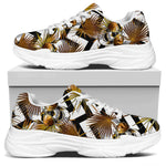 Gold Tropical Skull Pattern Print White Chunky Shoes